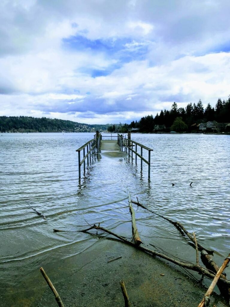 Wooden dock extending into a lake near Sammamish Washington